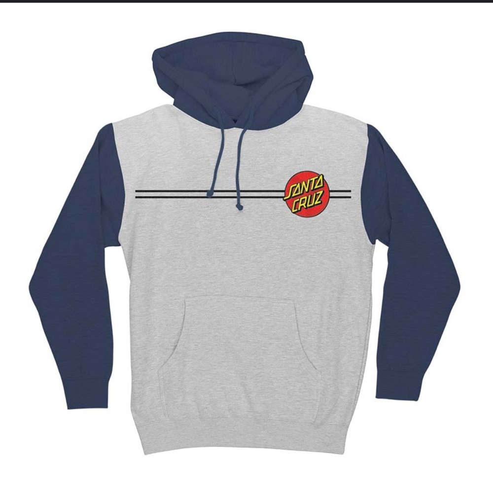 Mens Sweatshirt Pullover Santa Cruz Classic Dot (Htr Grey/ Navy Sleeve) Men’s M - Picture 2 of 6
